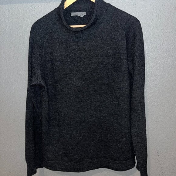 SMARTWOOL Men's Long Sleeve Funnel Neck Charcoal Gray Sweater - Minor repair -M - Picture 1 of 8
